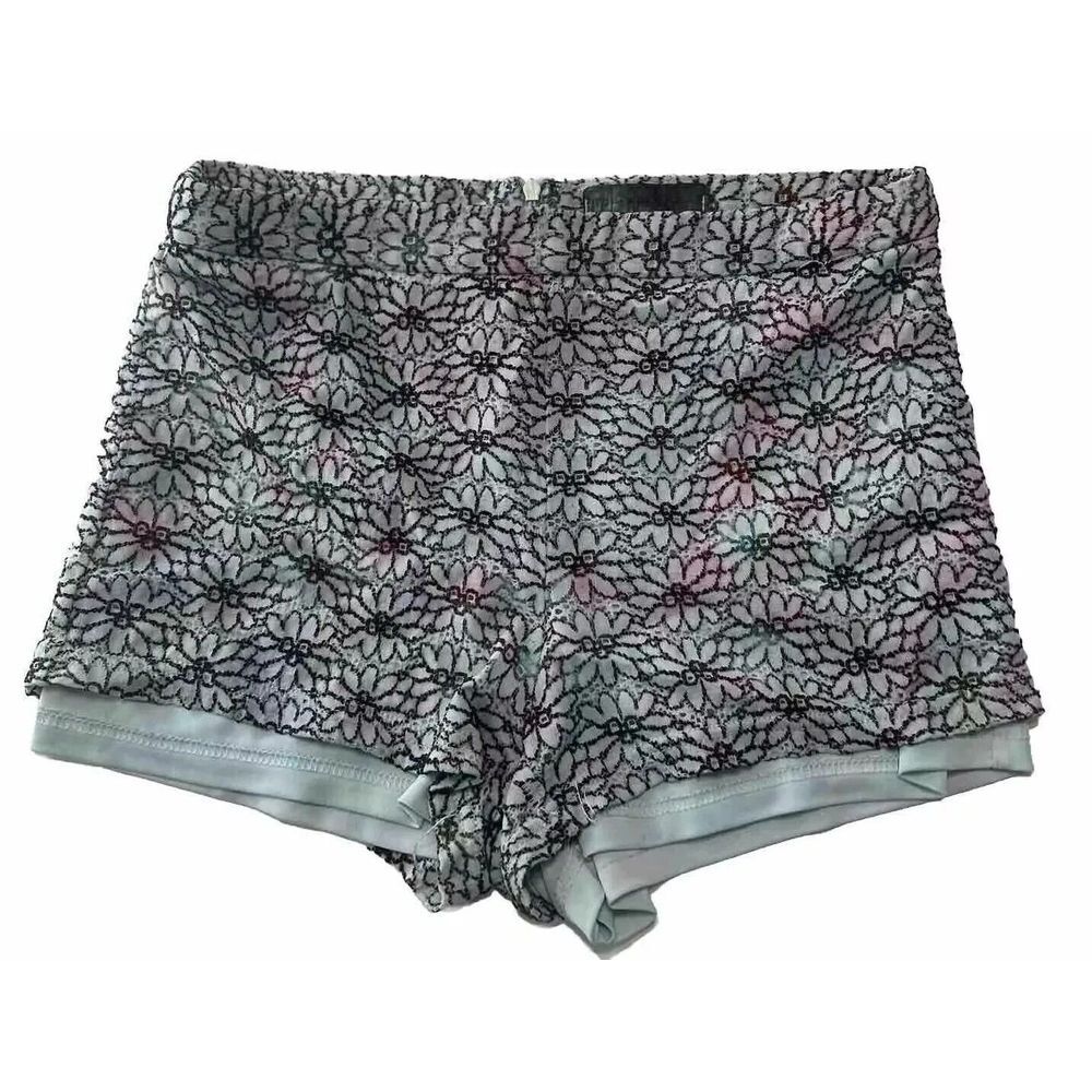 Free People Floral Lace Shorts - Black and White